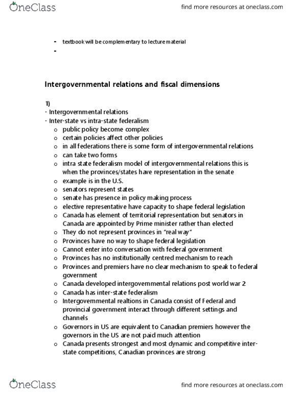 POL 2101 Lecture Notes - Lecture 4: Canada Health Transfer, Fiscal Imbalance, Fiscal Federalism thumbnail