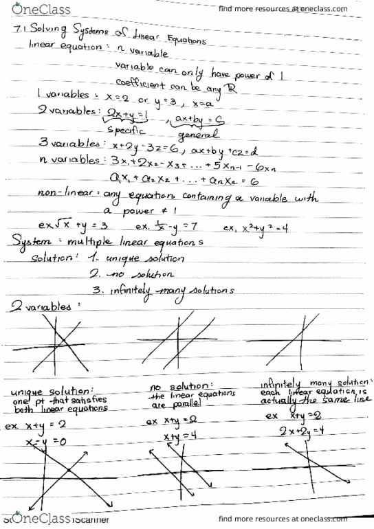 Math 4 Chapter 7 1 Solving Systems Of Linear Equations Oneclass