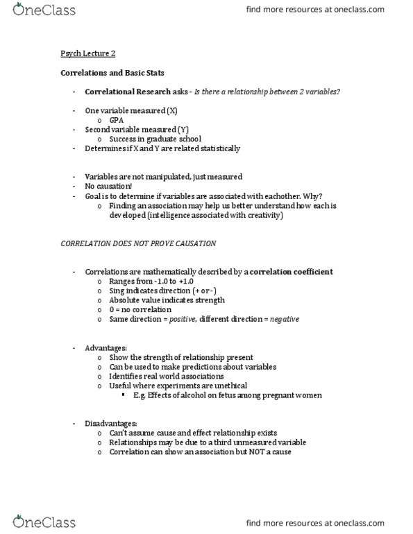 PSYC 1000 Lecture Notes - Lecture 2: Statistical Significance, Normal Distribution, Standard Deviation thumbnail