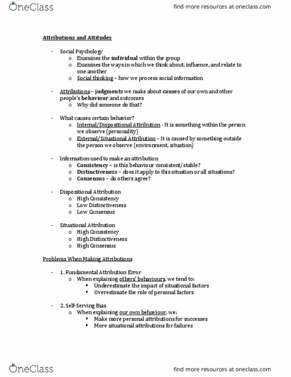 PSYC 1000 Lecture Notes - Lecture 19: Cognitive Dissonance, Condom, Fundamental Attribution Error thumbnail