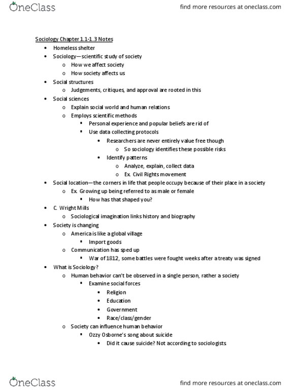 SOCI 101 Chapter Notes - Chapter 1.1-1.3: Karl Marx, Central Force, Harriet Martineau thumbnail