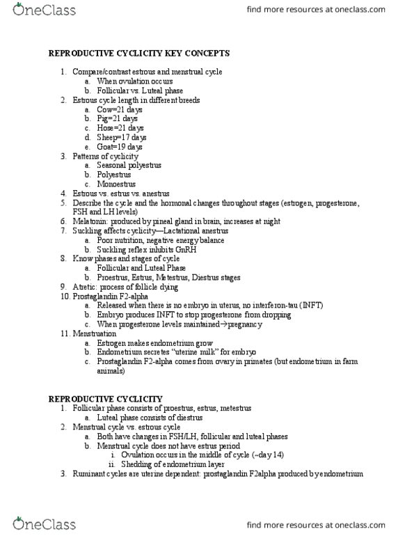 AN SC 431W Lecture Notes - Lecture 16: Anterior Pituitary, Theca, Oogenesis thumbnail