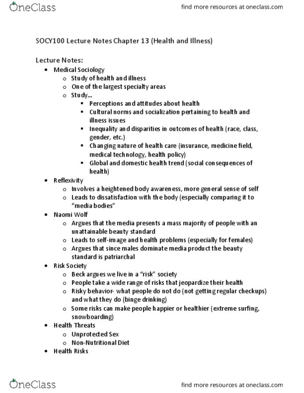SOCY 100 Lecture Notes - Lecture 12: Webmd, Sildenafil, Health Belief Model thumbnail