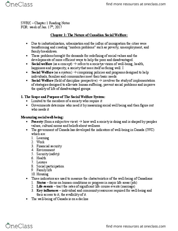 SWRK 1001H Chapter Notes - Chapter 1: Neoliberalism, Redistribution Of Income And Wealth, Social Democracy thumbnail