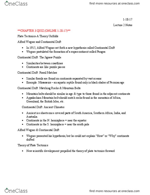 GEOL 101 Lecture Notes - Lecture 2: Deep Sea, Oceanic Crust, Paleomagnetism thumbnail