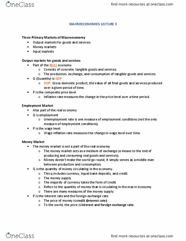 ECO 1102 Lecture Notes - Lecture 3: Money Supply thumbnail