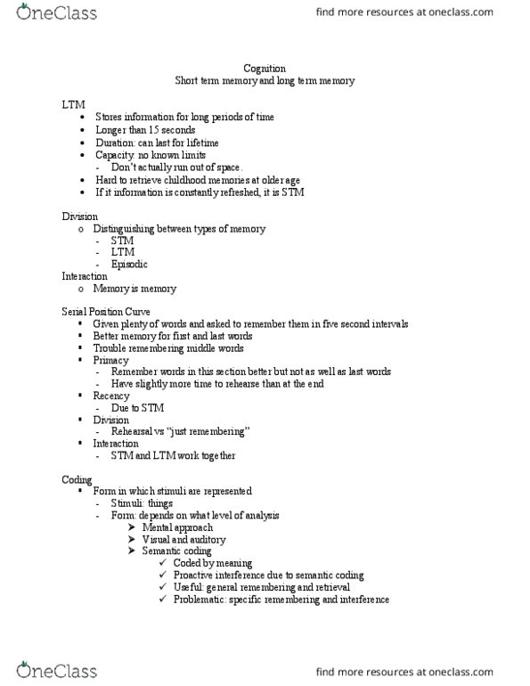 01:830:305 Lecture Notes - Lecture 19: Short-Term Memory, Long-Term Memory, Classical Conditioning thumbnail