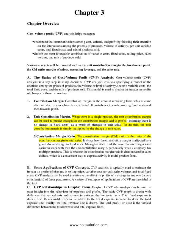 ACC 410 Chapter Notes - Chapter 3: Contribution Margin, Variable Cost, Operating Leverage thumbnail