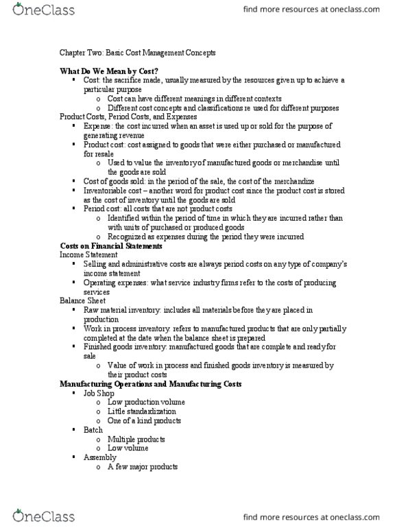 ACCT1022 Chapter Notes - Chapter 1: Income Statement, Marginal Cost, Sunk Costs thumbnail