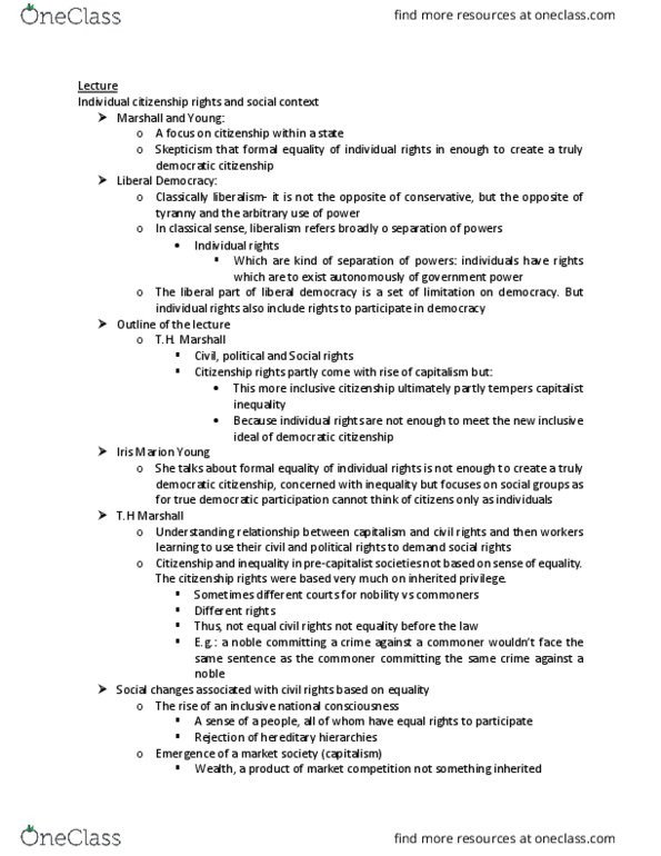 MC 202 Lecture Notes - Lecture 2: Iris Marion Young, Individual And Group Rights, Liberal Democracy thumbnail