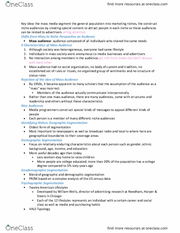 CMN 140 Lecture Notes - Lecture 3: Mass Society, Complex Analysis, Ddb Worldwide thumbnail