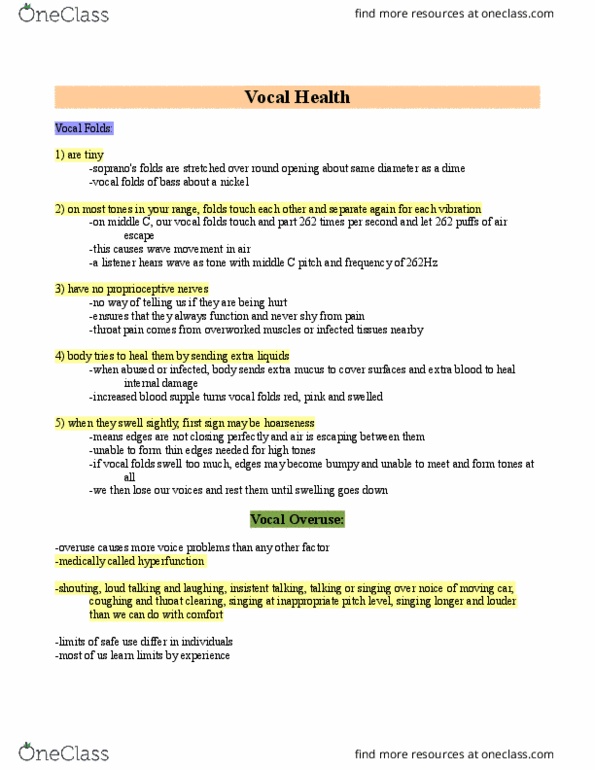 MU158 Chapter Notes - Chapter 6: Vocal Folds, Hyperfunction, Dysphonia thumbnail