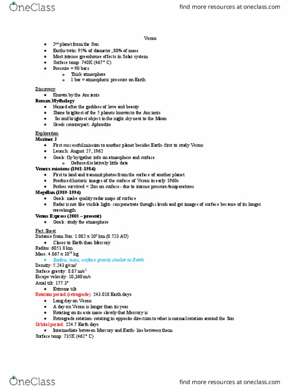 Astronomy 2232F/G Lecture Notes - Lecture 2: Lunar Mare, Axial Tilt, Mariner 2 thumbnail