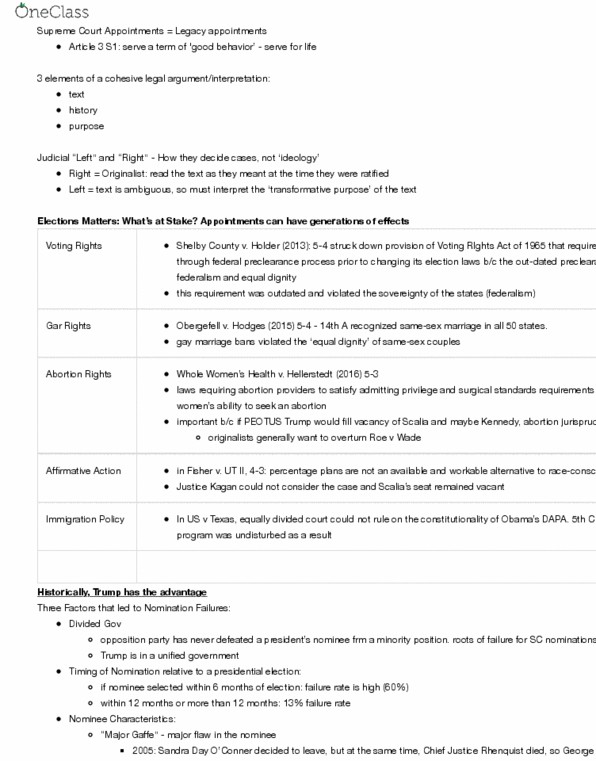 POLSCI 389 Lecture Notes - Lecture 1: Voting Rights Act Of 1965, Originalism, Antonin Scalia thumbnail