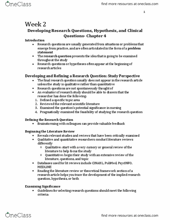 Nursing 2250A/B Chapter Notes - Chapter 4, 20: Aids, Null Hypothesis, Statistical Hypothesis Testing thumbnail