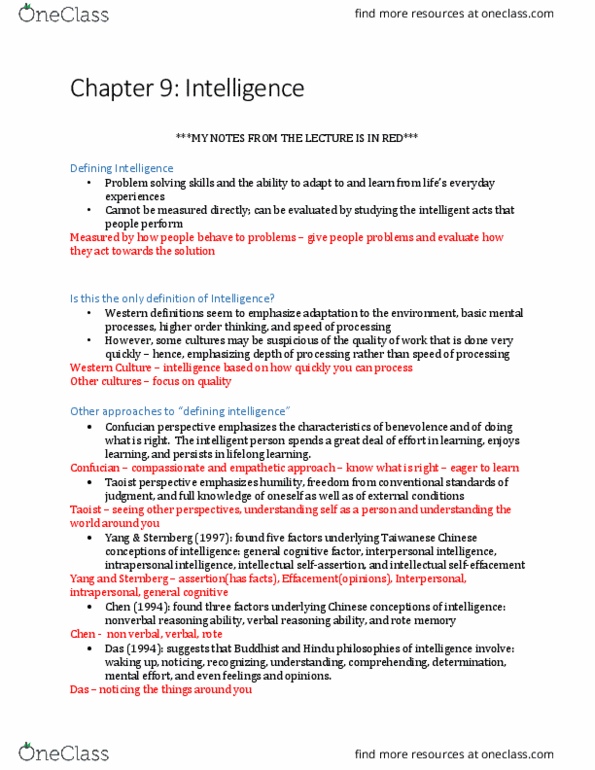 PSYC 1002 Lecture Notes - Lecture 1: Clark Wissler, Theory Of Multiple Intelligences, Content Validity thumbnail