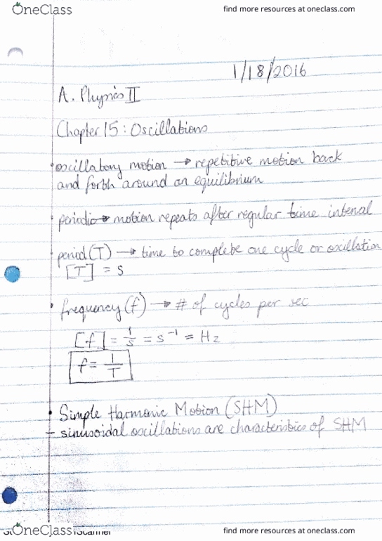 PHY-1151 Lecture 1: Simple Harmonic Motion thumbnail