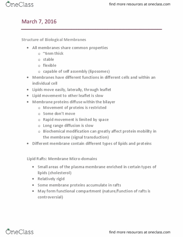 BIOL 1090 Lecture Notes - Lecture 19: Cell Membrane, Signal Transduction, Liposome thumbnail