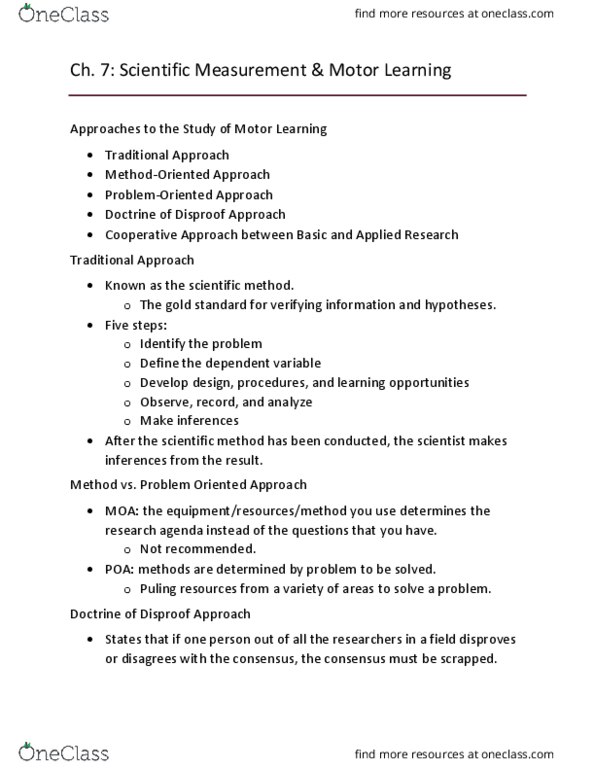 KNES 371 Lecture Notes - Lecture 7: Scientific Method, Dependent And Independent Variables, Main Source thumbnail