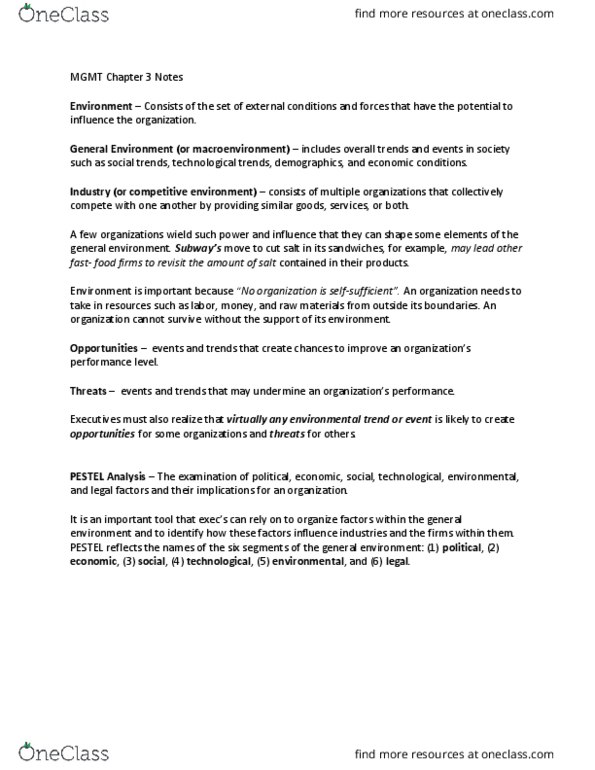 MGMT 4P90 Chapter Notes - Chapter 3: Gross Domestic Product, Pest Analysis, Consumer Activism thumbnail