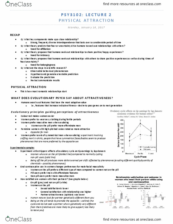 PSY 3102 Lecture Notes - Lecture 2: Physical Attractiveness, Facial Symmetry, Mate Choice thumbnail