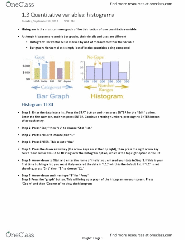 MATH 110 Chapter Notes - Chapter 1: Bar Chart, Histogram, Arrow Keys thumbnail