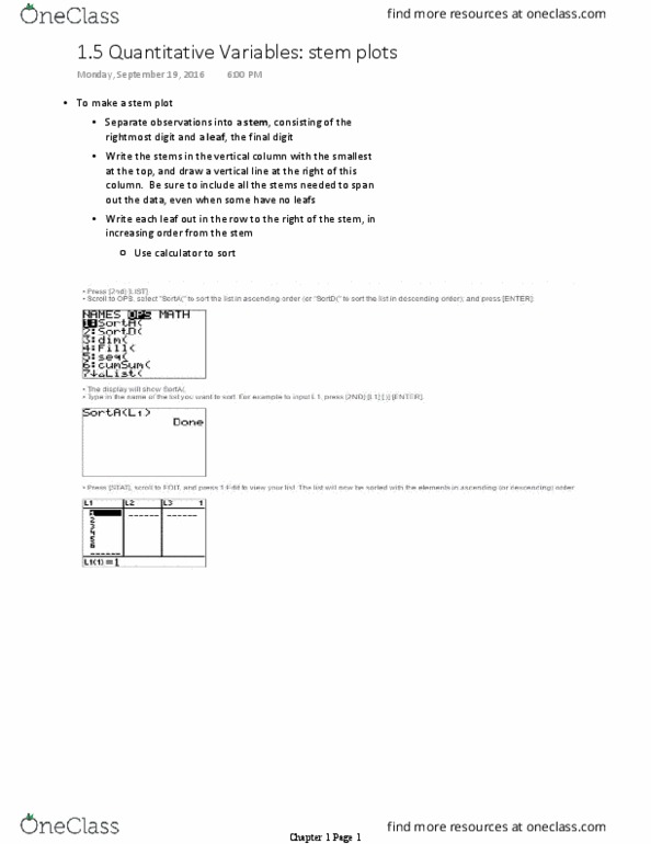 MATH 110 Chapter 1: 1.5 Quantitative Variables stem plots thumbnail