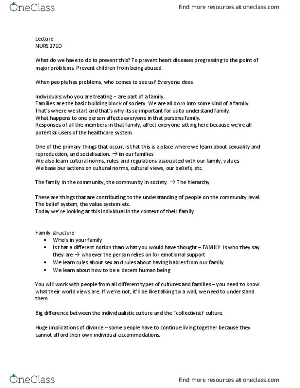 NURS 4250 Lecture Notes - Lecture 2: Genogram thumbnail