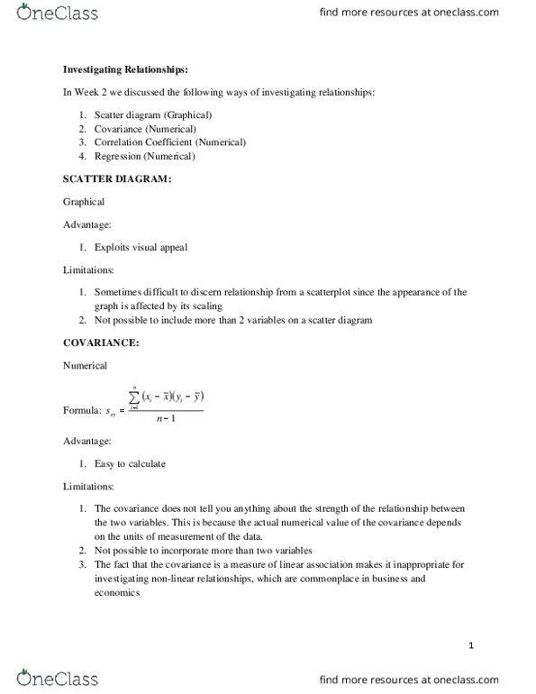 ECON 2P91 Lecture Notes - Lecture 7: Simple Linear Regression, Scatter Plot, Covariance thumbnail