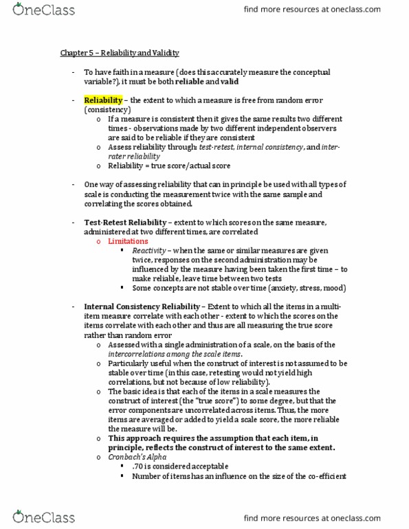 PSYC 2360 Lecture Notes - Lecture 5: Observational Error, Construct Validity, Predictive Validity thumbnail