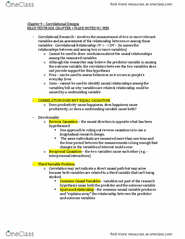 PSYC 2360 Lecture Notes - Lecture 9: Pearson Product-Moment Correlation Coefficient, Confounding, Scatter Plot thumbnail