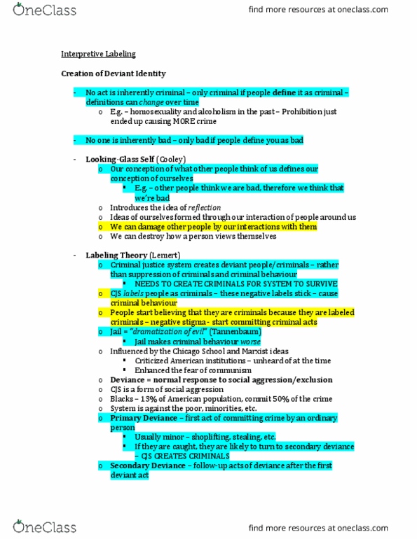 SOC 2760 Lecture Notes - Lecture 10: Moral Panic, Labeling Theory, Shoplifting thumbnail