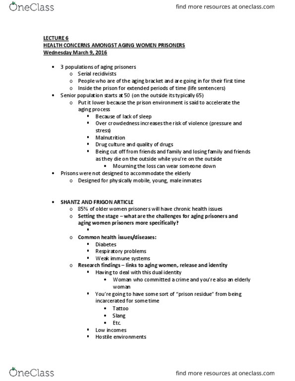 CRM 2309 Lecture Notes - Lecture 6: Drug Culture, Department Of Justice And Correctional Services, Malnutrition thumbnail