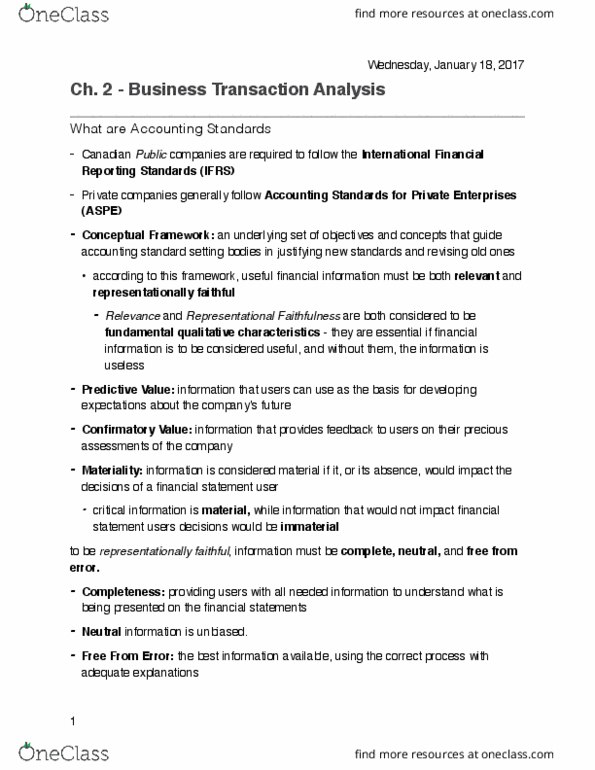 BUS 251 Chapter Notes - Chapter 2: International Financial Reporting Standards, Accrual thumbnail
