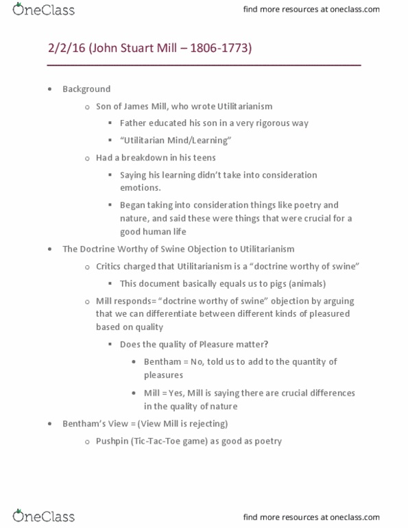 PHIL 1401 Lecture Notes - Lecture 2: John Stuart Mill, James Mill, Relativism thumbnail