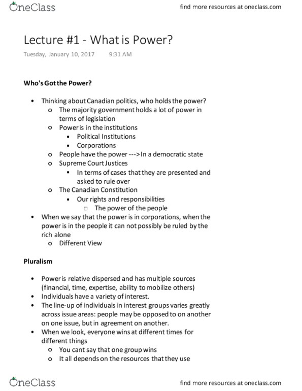 POLSCI 2F03 Lecture Notes - Lecture 1: Social Movement Theory thumbnail