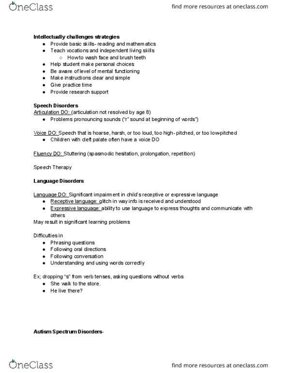 PSYC 201 Lecture Notes - Lecture 20: Autism Spectrum, Autism, Cleft Lip And Cleft Palate thumbnail