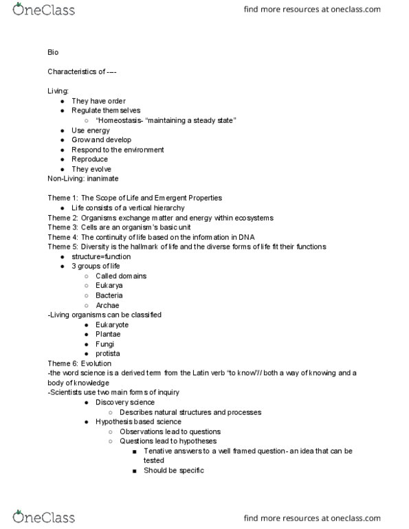 BSC 108 Lecture Notes - Lecture 1: Protist, Eukaryote, Plant thumbnail