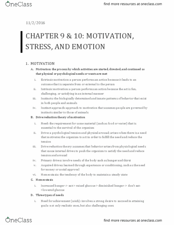 PSYC 1001 Lecture Notes - Lecture 9: Motivation, Peak Experience, Normative Social Influence thumbnail