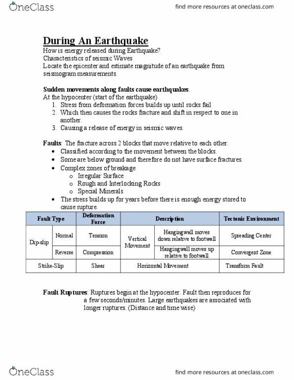 ERTH 2415 Lecture Notes - Lecture 6: Hypocenter, Seismogram, Epicenter thumbnail