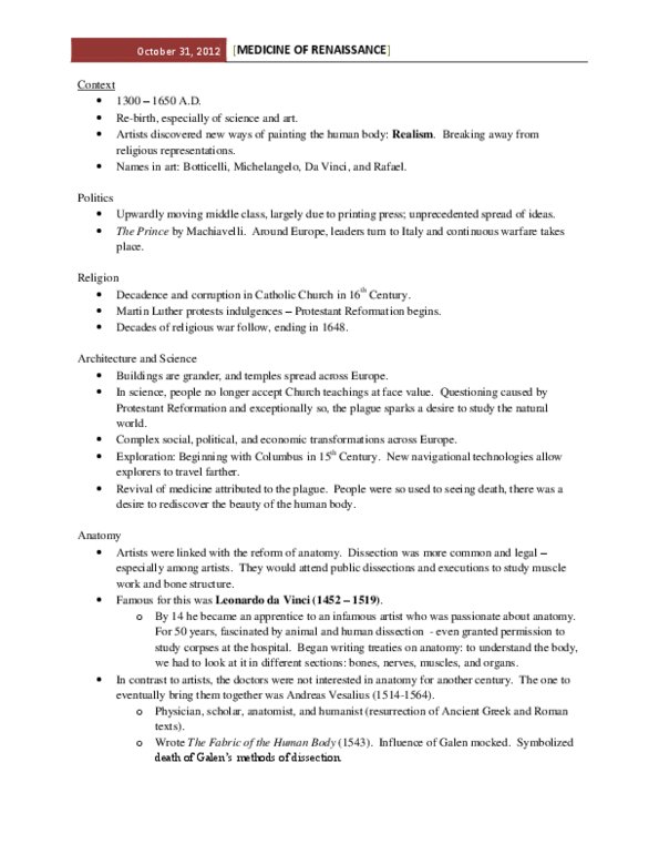 History of Science 2220 Lecture Notes - Lecture 7: Girolamo Fracastoro, Neurosyphilis, Indulgence thumbnail