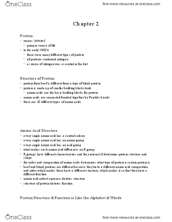 NUT 10 Chapter Notes - Chapter 2: Blood Proteins, Group R, Amine thumbnail