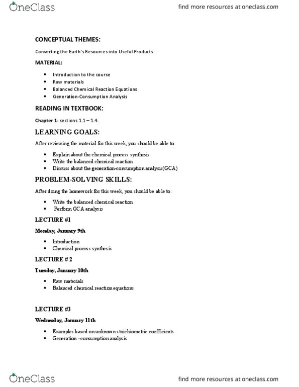 CHE 210 Lecture Notes - Lecture 4: Chemical Process thumbnail