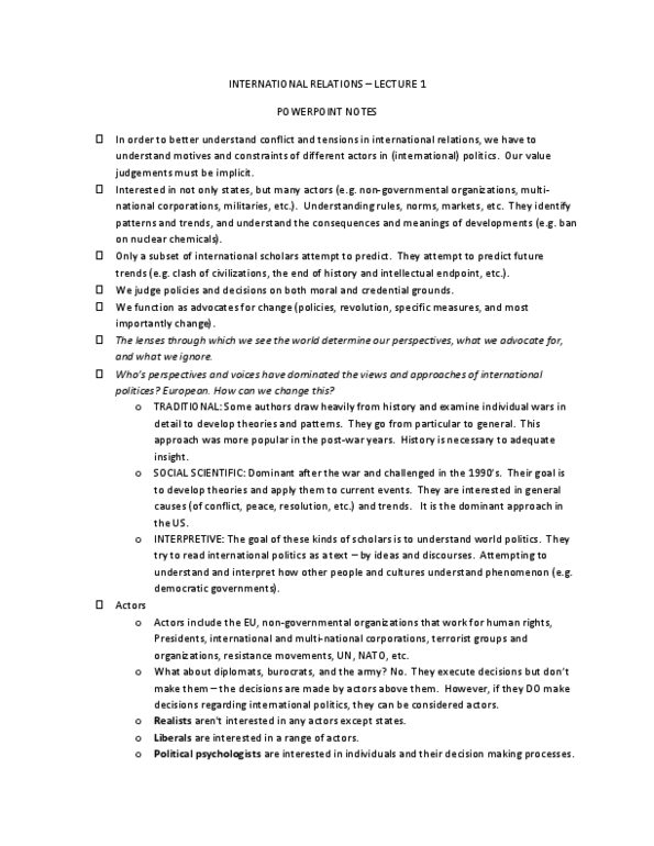 Political Science 2231E Lecture Notes - Irredentism, De Jure, Kyoto Protocol thumbnail