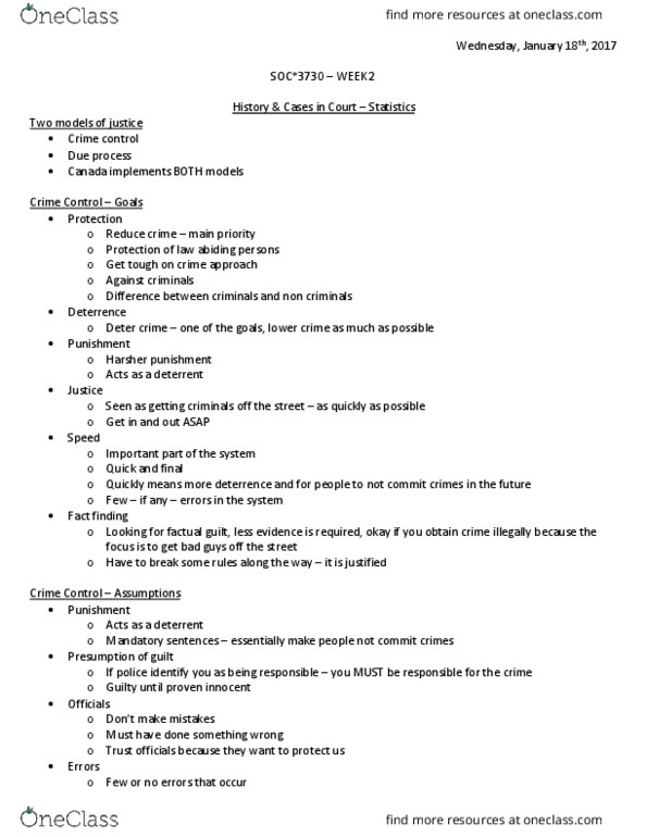 SOC 3730 Lecture Notes - Lecture 2: Miscarriage Of Justice, Due Process, English Civil War thumbnail