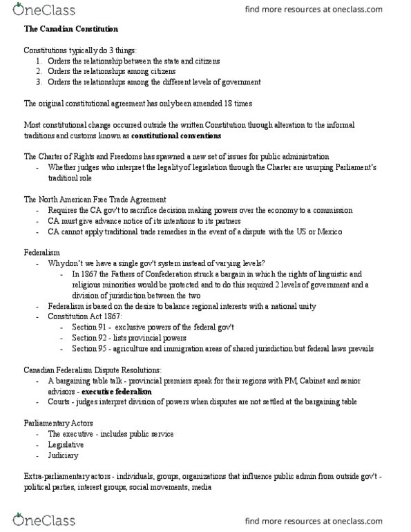 POLSCI 3FG3 Chapter Notes - Chapter 2.2: North American Free Trade Agreement, Ultra Vires thumbnail