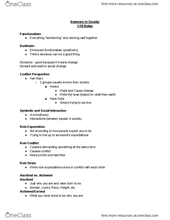 SOCY 1004 Lecture Notes - Lecture 1: Role Theory thumbnail