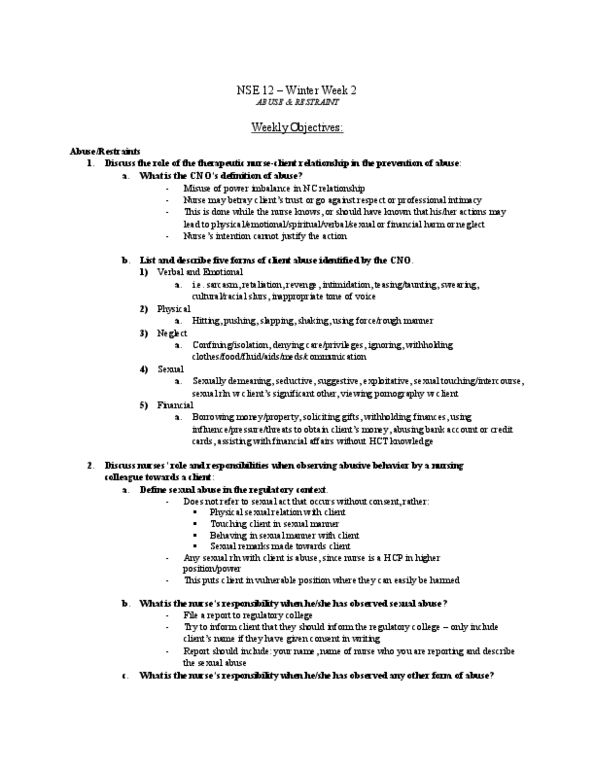 NSE 12A/B Chapter Notes - Chapter 36 : Regulatory College, Mental Disorder, Record Type thumbnail