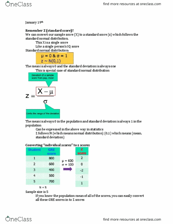 PSYC 305 Lecture Notes - Lecture 3: Normal Distribution, Null Hypothesis, Standard Score thumbnail