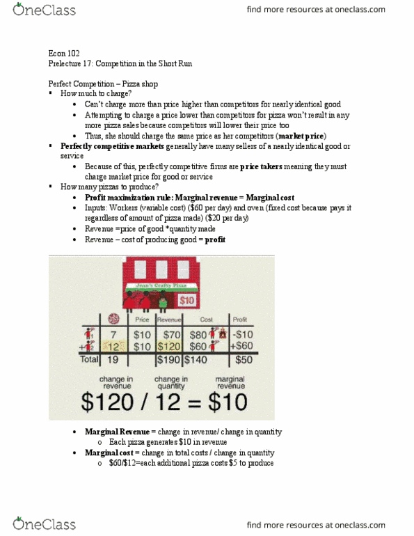 ECON 102 Chapter Notes - Chapter 17: Marginal Revenue, Perfect Competition, Marginal Cost thumbnail